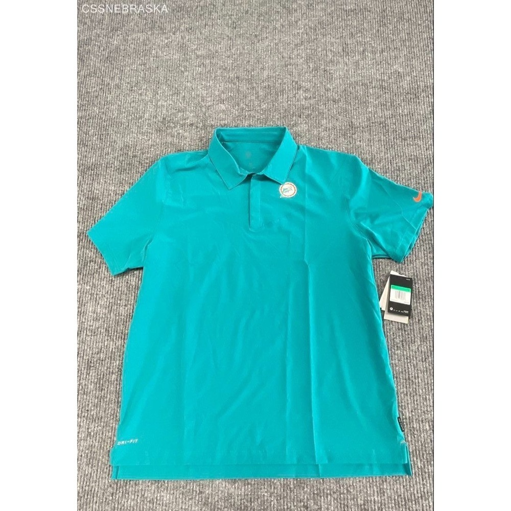 Nike Men's Miami Dolphins On-Field Dri-Fit Aqua Throwback Logo Polo NWT Sz XL